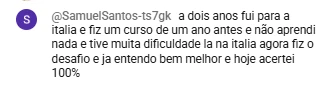 Print de depoimento de aluno sobre o método